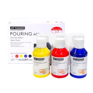 สีอะคริลิค Pouring Acrylic ART RANGERS  ชุด 6 สี (100ml) PMA06100R-1 เทสีให้เป็นงานศิลปะ Painting Set