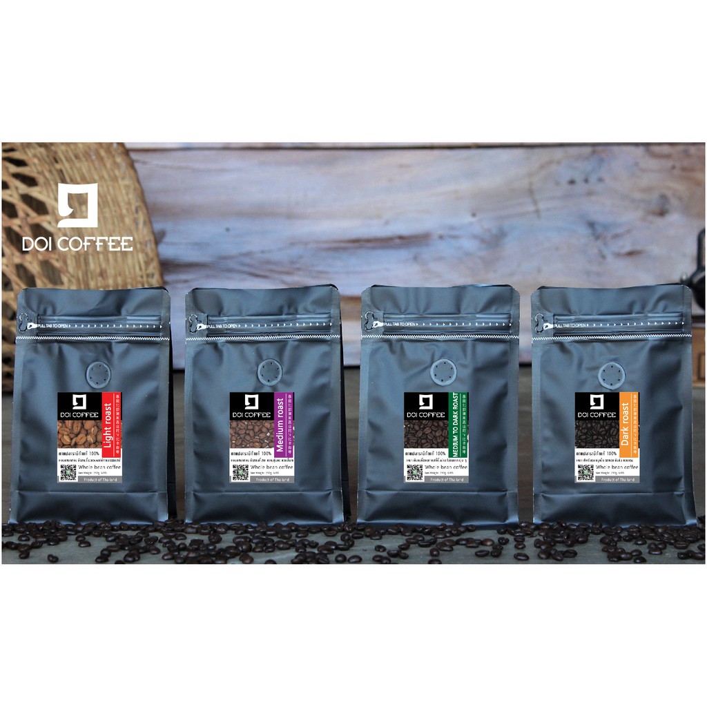 กาแฟอาราบิก้าแท้ 100% ดอยแม่สลอง คั่วสด  (1ถุง บรรจุ 250 g.) Doi Coffee Roaster