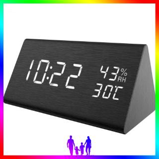 Home bedroom dormitory creative high-grade eye protection bedside hygrometer wooden alarm clock