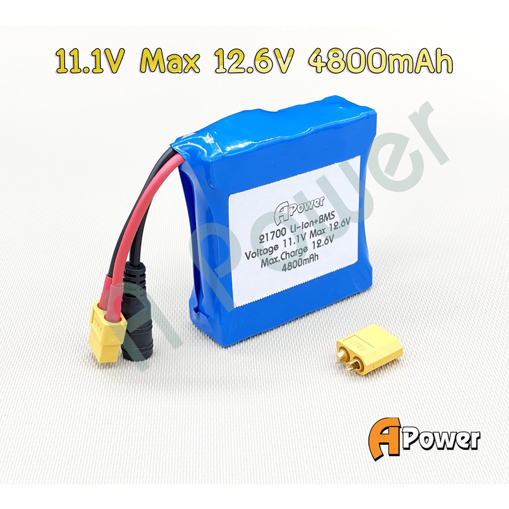 แบตลิเธียม Li-ion แบตลําโพงบลูทูธ งานทั่วไปหรืองาน DIY11.1V Max12.6V4800mA 21700แพ็ มีวงจรBMSป้องกัน
