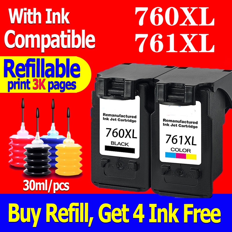 Canon 760 761 ink PG 760 CL 761 black pg760xl cl761xl refillable ink cartridge compatible Canon TS53