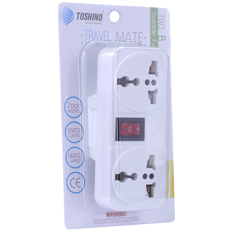 ปลั๊กแปลงขาแบน 3P มีขากราว ยี่ห้อ Toshino รุ่น TW2-B ขนาด 2 ช่อง 1สวิทซ์ รองรับไฟ 2000 วัตต์ - รูปที่ 6