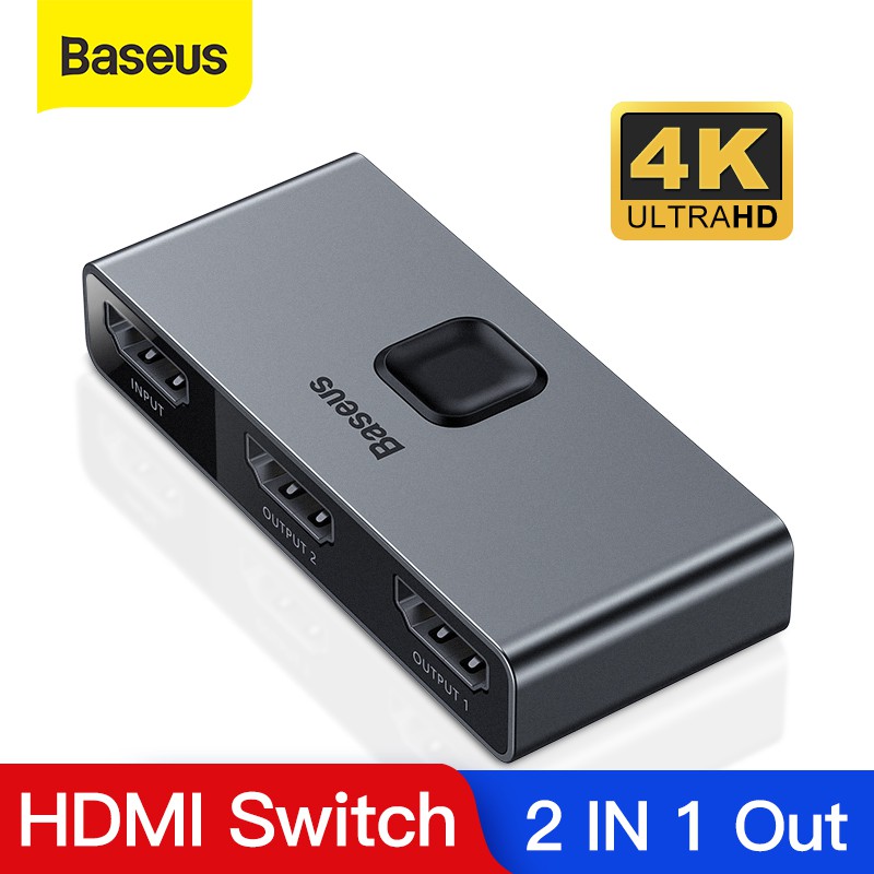 Baseus HDMI Switch 4K 60Hz สวิตช์ HDMI สองทาง 1x2/2x1 รองรับ HDR พร้อมอะแดปเตอร์เสียง