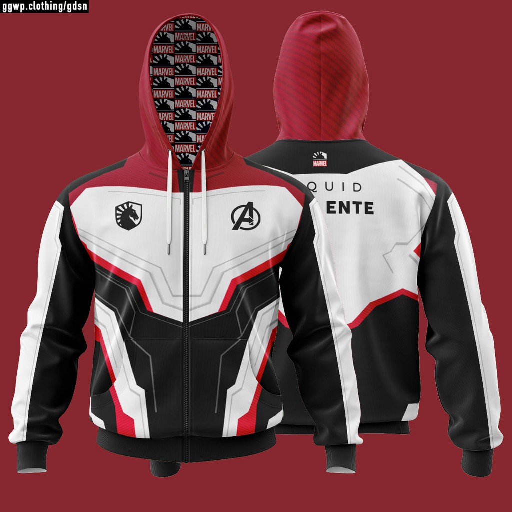 DOTA 2 CS GO LOL PUBG TEAM LIQUID X MARVEL QR GAMING HOODIE JACKET