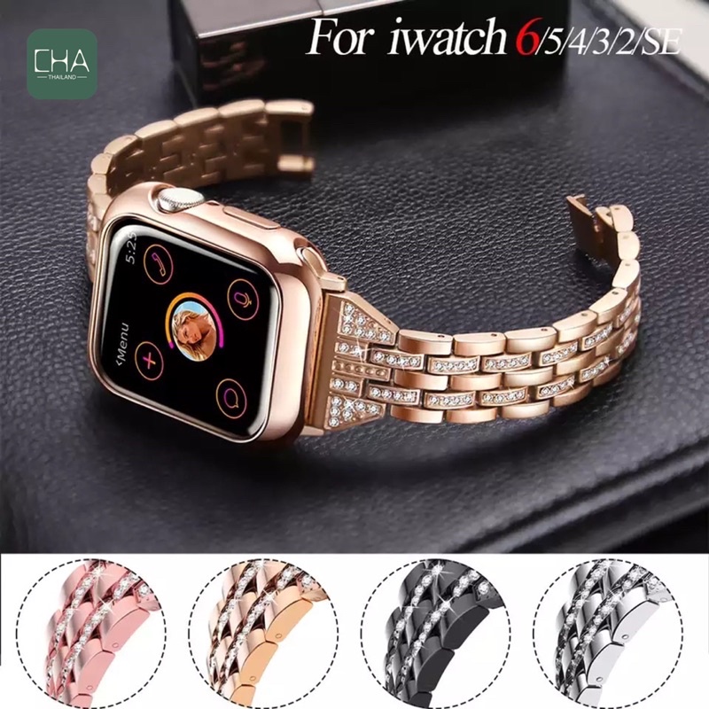 สทย  for Smart Watch 11 10 9 87 6 5 4 3 2 1 SE ผู้ชายและผู้หญิงสายเพชร 38/40/41/42/44/45/46มม สร้อยข้อมือ สายนาฬิกา ราคา ถูกที่สุด ดีลบีเคเค แกลเลอรีภาพที่ 2