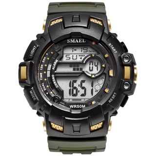 LED Digital Wrsitwatches SMAEL Army Green Clocks Men S Shock Resistant Military Watches Band 1532A Sport Wtaches 50M Wat