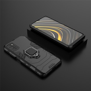 เคสโทรศัพท์มือถือพร้อมแหวนขาตั้งสําหรับ Xiaomi Mi Poco M3 Phone Armor Shockproof Magnetic Ring Bracket Hard Phone Cover