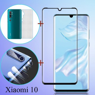 （3 in 1）Xiaomi Mi 10 / 10 Pro ฟิล์มกระจกนิรภัย + ฟิล์มกันรอย +ฟิล์มป้องกันเลนส์ สำหรับTempered Glass Screen Protector Film