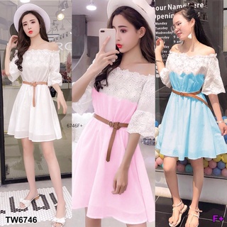 👗Pfashion [ส่งไว!!🚛] P6746  เดรสยาว เสื้อเป็นผ้าลูกไม้  Long dress, lace blouse