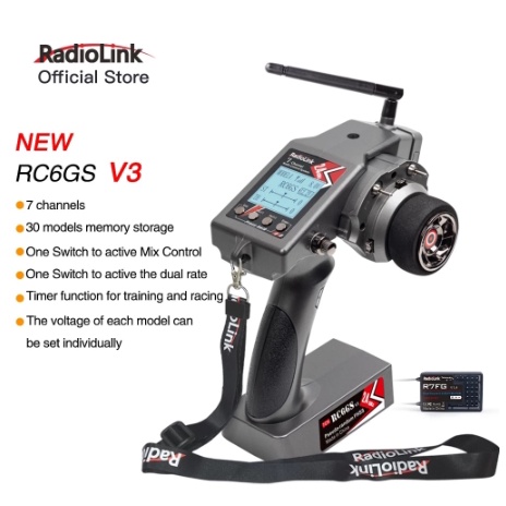 [รีโมท] RadioLink RC6GS V3 7CH 2.4G รีโมท พร้อมรีซีฟ Controller Transmitter+R7FG Gyro Inside Receive