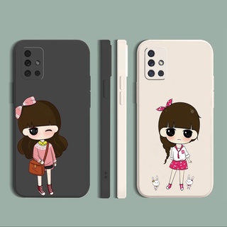 เคสโทรศัพท์ ซิลิโคนนิ่ม ขอบตรง ลายโบว์ แฟชั่น สําหรับ Samsung A31 A32 4G A52 A72 5G A11 A51 A71 A21S A02S A20S