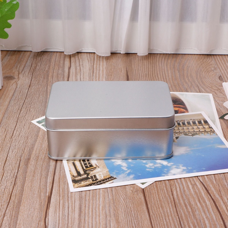BLACK Small Metal Tin Silver Storage Box Case Organizer For Money Coin Candy Key