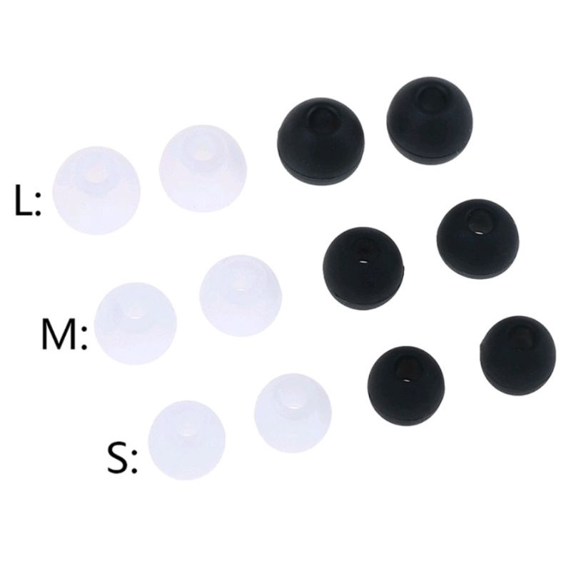 จุกหูฟังซิลิโคนเนื้อนิ่ม ขนาดรู 4.5 mm. S M L รวม 6 คู่ต่อแพ็ค