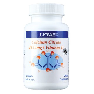 LYNAE Calcium Citrate 1122 mg. + Vitamin D Vitamin USA 60 เม็ด x 1 ขวด