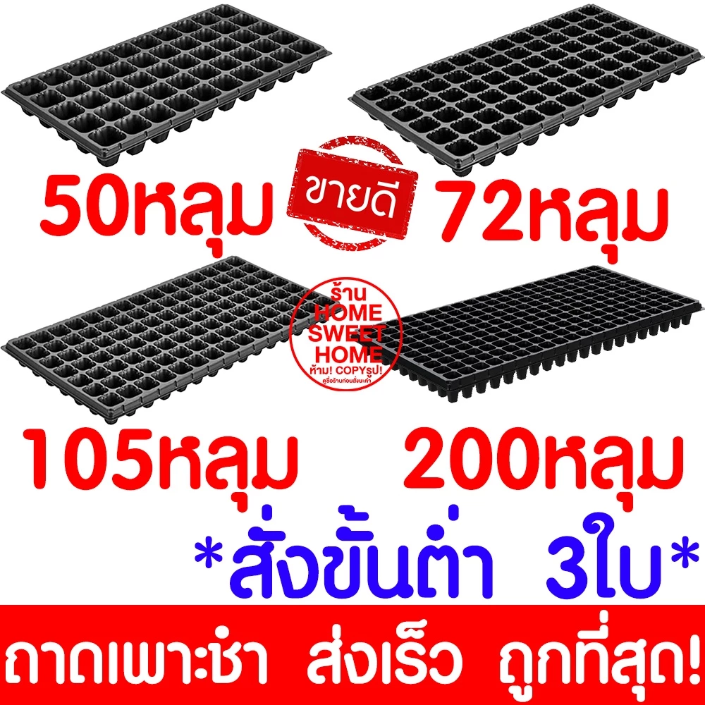 ถาดเพาะกล้า ถาดเพาะชำ เพาะเมล็ด ต้นกล้า ต้นอ่อน ไฮโดร 50, 72, 105, 200หลุม เมล็ด สลัด คอส ผักสวนครัว Outlet