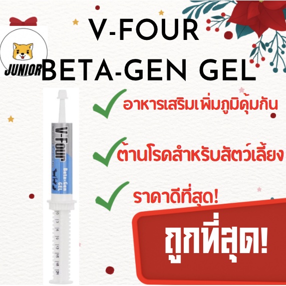 ถูกที่สุด! V-Four Beta-Gen Gel (หมดอายุยาว) อาหารเสริม ภูมิต้านทาน สุนัข แมว (สีฟ้า) 21 กรัม