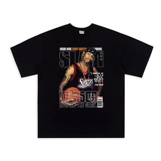 เสื้อยืดผ้าฝ้าย เสื้อยืดแขนสั้น ผ้าฝ้าย ทรงหลวม ลาย NBA Allen Iverson The Answer สไตล์ฮิปฮอป S-4XL