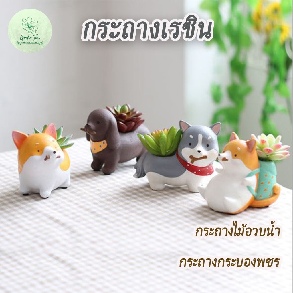 กระถางเรซิ่นลายน้องหมาเล็ก แคตตัส กุหลาบหิน กระบองเพชร ไม้อวบน้ำ เล็ก จิ๋ว จัดสวน ต้นไม้ เรซิ่น