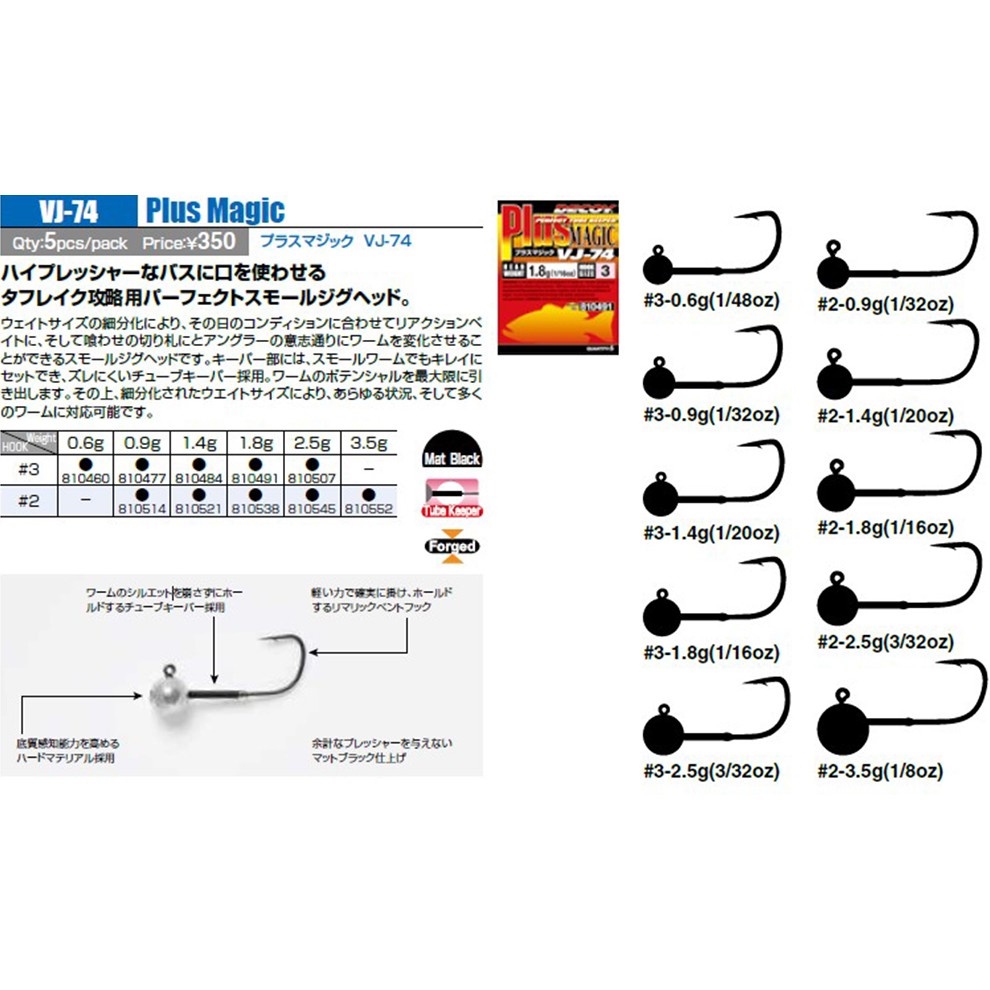 เบ็ดตกปลาหัวจิ๊กดีคอยล์ Decoy VJ-74 Plus Magic คม เฉียบ เคาะกาแลนปลายาง ปลาเก็บ คุ้มค่า