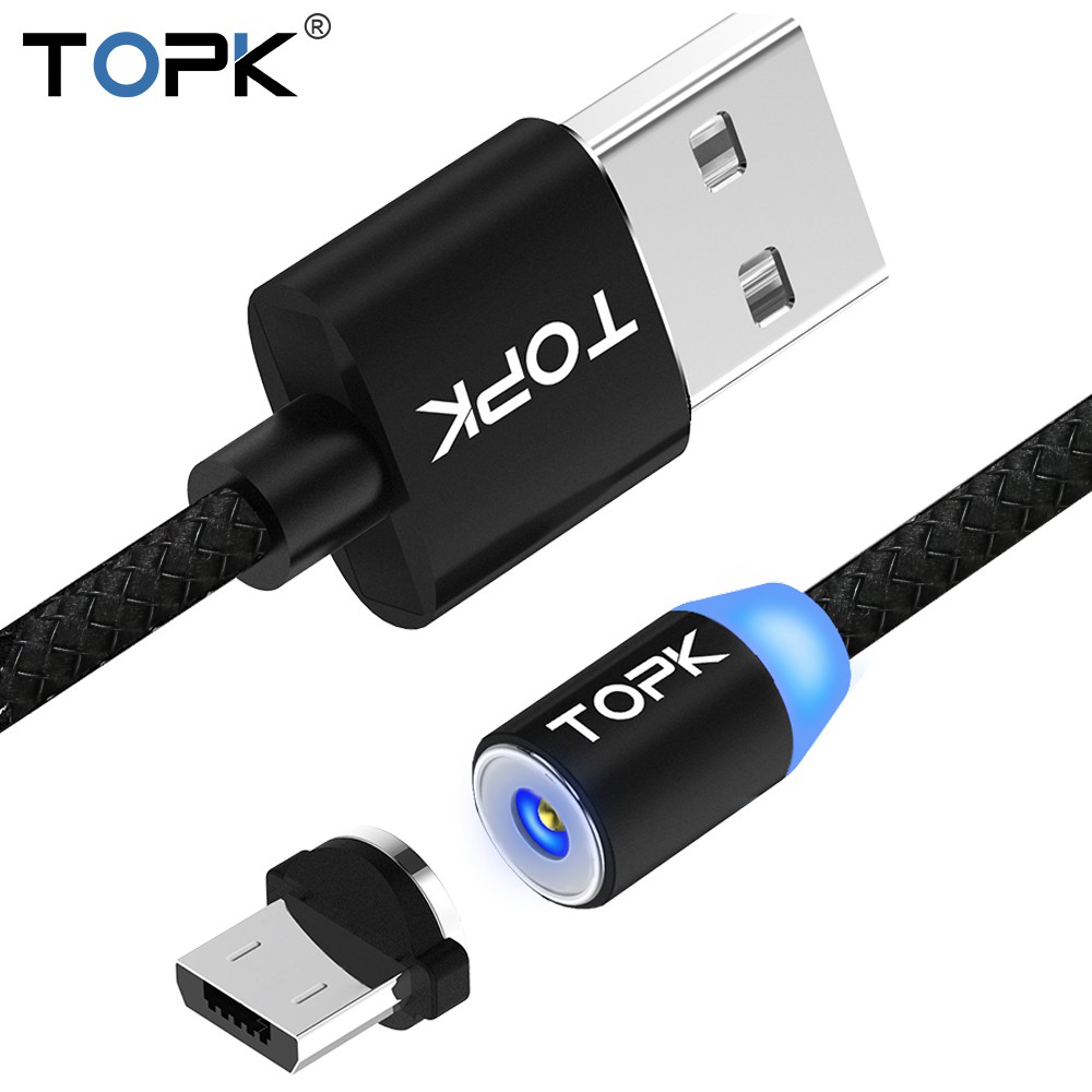 TOPK LED สายชาร์จไนล่อนถักเเม่เหล็ก อัพเกรด Micro USB Cable สำหรับ OPPO R9 #5