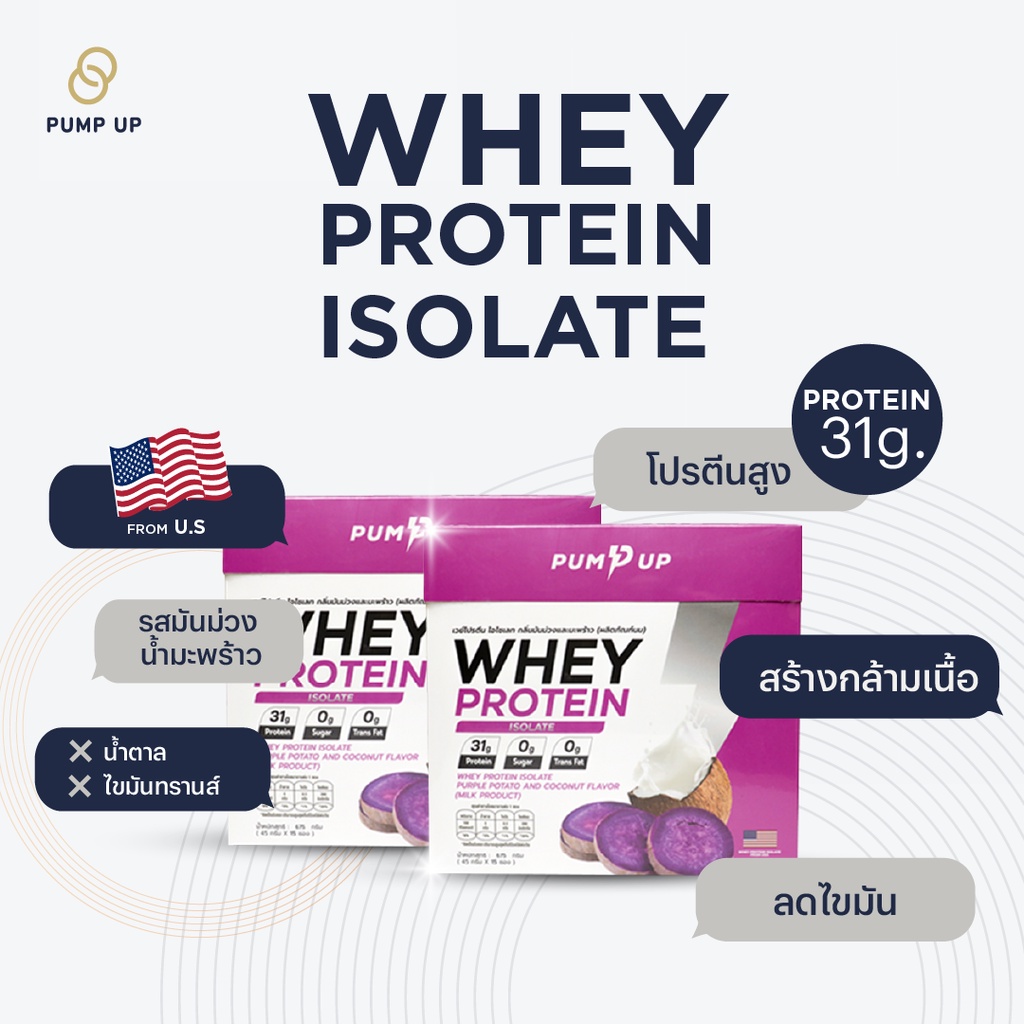 โปรตีน เวย์โปรตีน (โปร2กล่อง)whey protein isolate PUMP UP โปรตีนลด ...