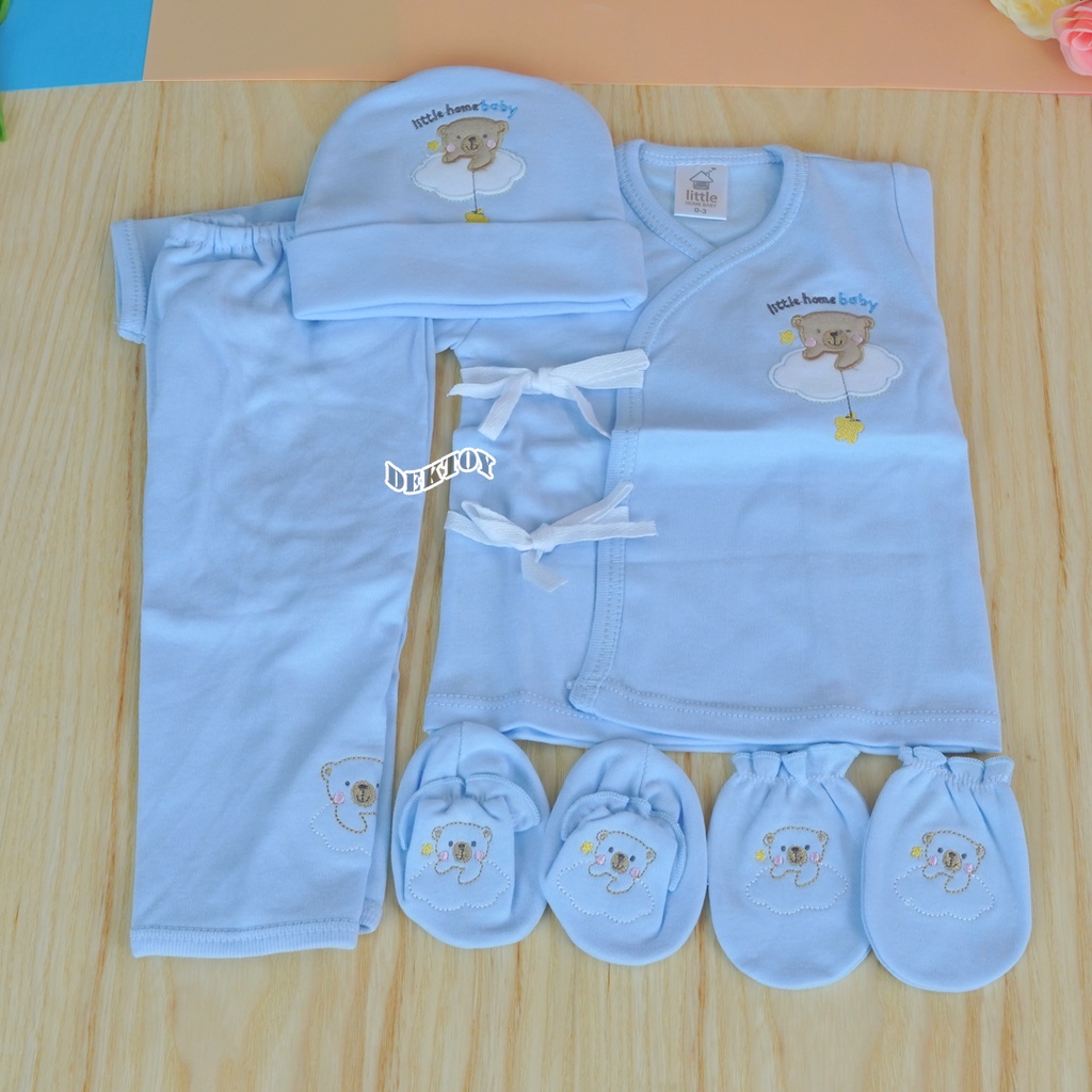 กิยู ชุดเด็ก Little home baby เซ็ท5ชิ้น เสื้อผ้าเด็กแรกเกิดผูกหน้ายาว 0-3 เดือน