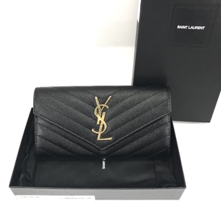 🔆สอบถามstockก่อนกดสั่ง🔆YSL Saint laurent wallet long flap กระเป๋าสตางค์ ฝาพับ ใบยาว สีดำ ของแท้ ส่งฟรี EMS ทั้งร้าน