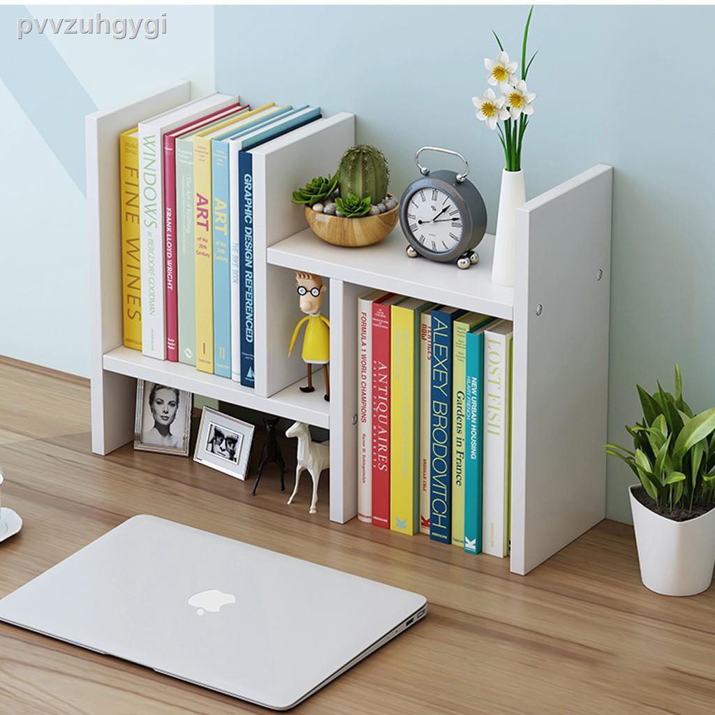 ❍✴♨♞ชั้นเก็บของบนโต๊ะ ชั้นวางหนังสือ ตู้หนังสือขนาดเล็ก หอพักนักศึกษา จัดระเรียบง่าย โต๊ะทำงานตู้หนังสือ
