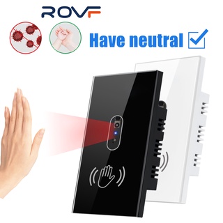 ROVF แผงสวิตช์ไฟติดผนังอัจฉริยะ เซนเซอร์อินฟราเรด เปิดปิด UK 220V 10A ไม่ต้องสัมผัส