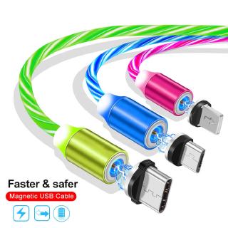 Flowing Light Magnetic USB Charging Cable Micro usb Cable &amp; USB Type C Cable LED Glow Magnet Charger Samsung for iPhone