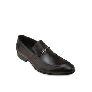 Mac&amp;Gill รองเท้าผู้ชายหนังแท้ทำงานสีดำแบบสวม Classic Moc Toe Leather Loafers