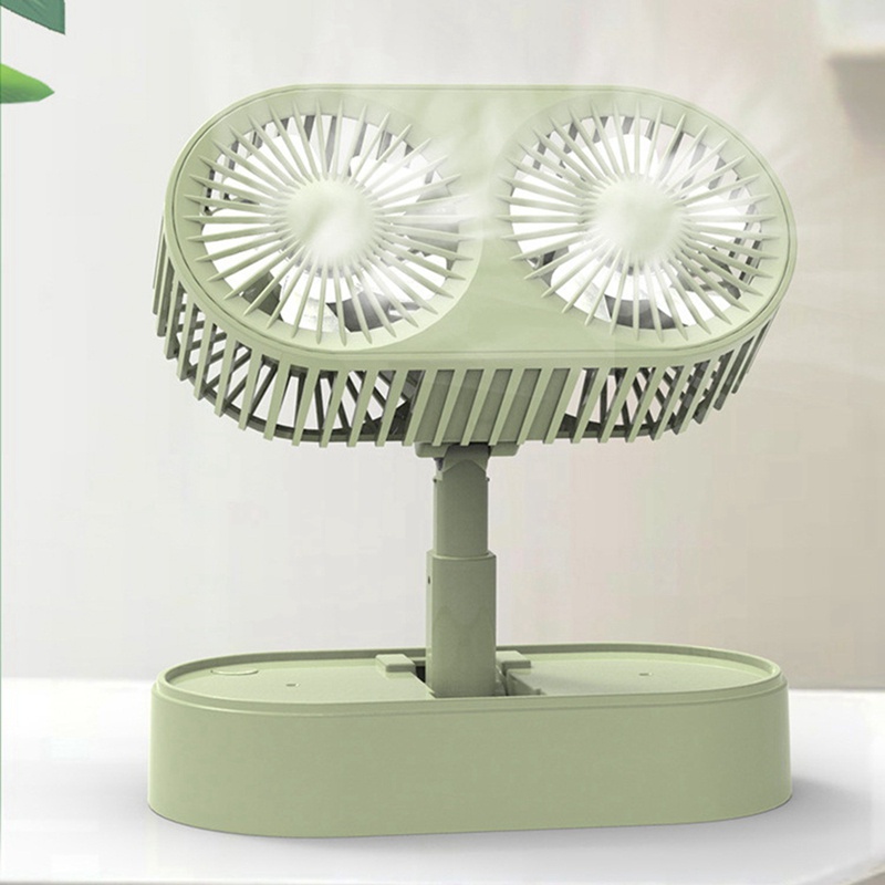 Double Head Mini Fan Portable Foldaway Fan USB Rechargeable Battery ...