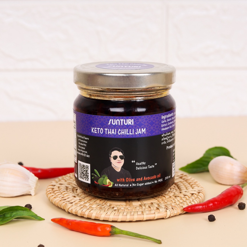 SUNTURI Keto Thai Chili Jam 200g พริกเผาคีโต ตราซันตูริ