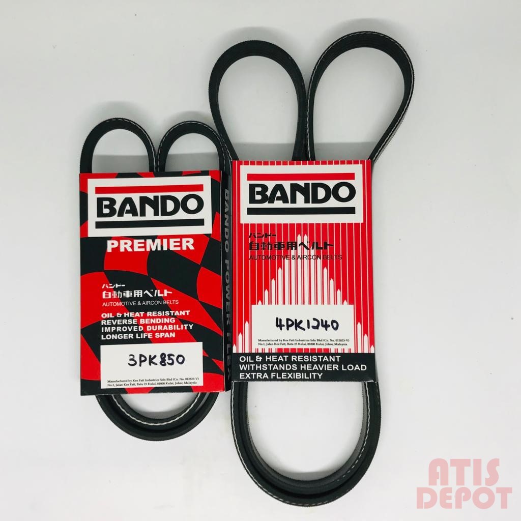 BANDO Toyota Vios NCP42 สายพานพัดลมไดชาร์จ & สายพาน Air Con V 4PK1240 & 3PK850