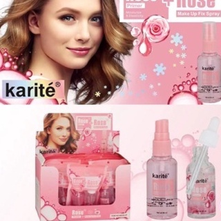 สเปรย์ล็อคเครื่องสําอาง เซ็ทโรสไพรเมอร์และสเปรย์ ให้ความชุ่มชื้น Karite Rose Primer + Fix Spray No.68228-47