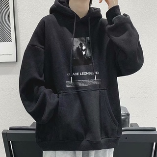 5 Color【M-8XL】South Korea Fashion Casual Trend Hoodie Men Personality Cartoon Pattern Printing Sweatshirt Winter Long Sleeve Sports Hoodie Oversize Loose Comfortable Hood Coat