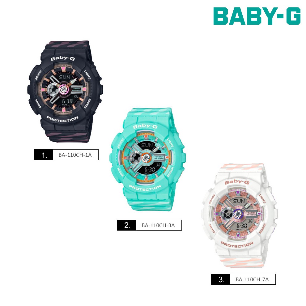 Casio Baby-G นาฬิกาข้อมือผู้หญิง สายเรซิ่น รุ่น BA-110CH BA-110 BA-110CH-1 BA-110CH-3 BA-110CH-7