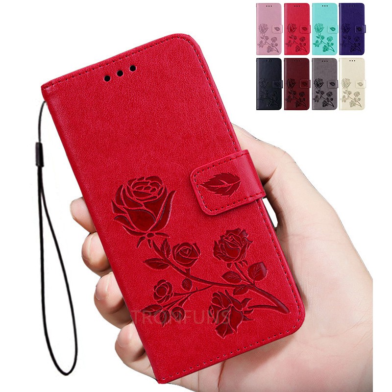 เคส case Huawei Y5II Y3 Y5 Y6 2017 Nova 3 3i 3E P Smart Y7 Y9 Prime 2019 เคสโทรศัพท์หนังฝาพับพร้อมช่องใส่บัตรสํา Rose Flip Soft Leather Phone Case Cover