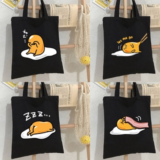 In Stock Gudetama กระเป๋าผ้าใบสะพายไหล่ลายการ์ตูนไข่ขี้เกียจ