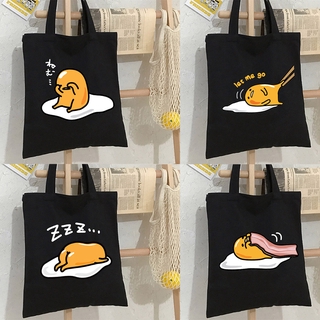 In Stock Gudetama กระเป๋าผ้าใบสะพายไหล่ลายการ์ตูนไข่ขี้เกียจ