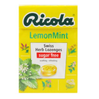 Ricola Lamon Mint Swiss Herb Lozenges Candy Sugar Free  40g. ริโคล่าสวิสเฮิร์บแคนดี้ ลูกอมสมุนไพร เลมอนมิ้นท์ 40 กรัม