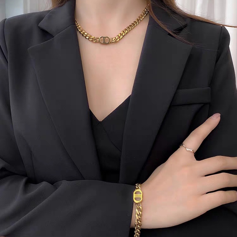 สร้อยข้อมือสร้อยคอผู้หญิงสไตล์ยุโรปและอเมริกาใหม่ Ins สร้อยข้อมือสร้อยคอทองคำสำหรับผู้ชายA08-02-3