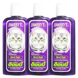 Hobbyy แชมพู อาบน้ำแมว สำหรับแมวขนสั้น 500 มล. (3 ขวด) ฮ็อบบี้ Short Haired Cat Shampoo 500 ml. (3 unit)