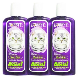 Hobbyy แชมพู อาบน้ำแมว สำหรับแมวขนสั้น 500 มล. (3 ขวด) ฮ็อบบี้ Short Haired Cat Shampoo 500 ml. (3 unit)