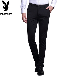 Playboy กางเกงขายาวลําลอง เข้ารูป สไตล์เกาหลี สําหรับผู้ชาย