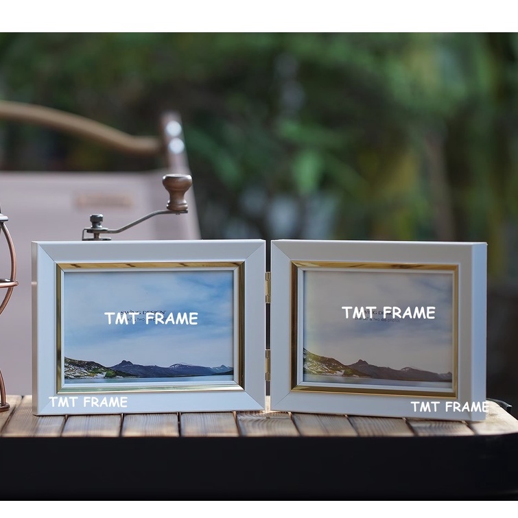 กรอบรูปคู่บานพับ^^แนวตั้ง^^ !!!TMTFrame!!! ^^ใส่ทะเบียนสมรสขนาด A4 ได้**กรอบเรียบ แบบเฉียง+พร้อมกระจกด้านหน้า