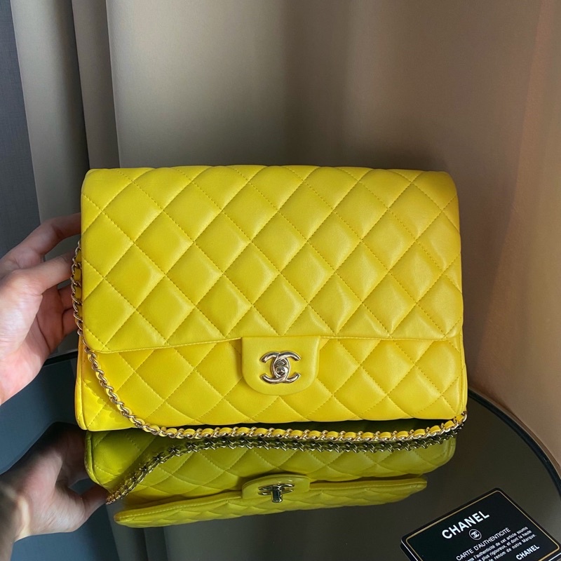 Used good condition Chanel Clutch with Chain Lambskin
