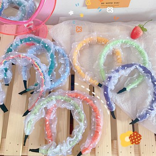 Princess Lace Hairband_คาดผมผ้าแก้ว ที่คาดผมผ้าแก้ว สีสดใส