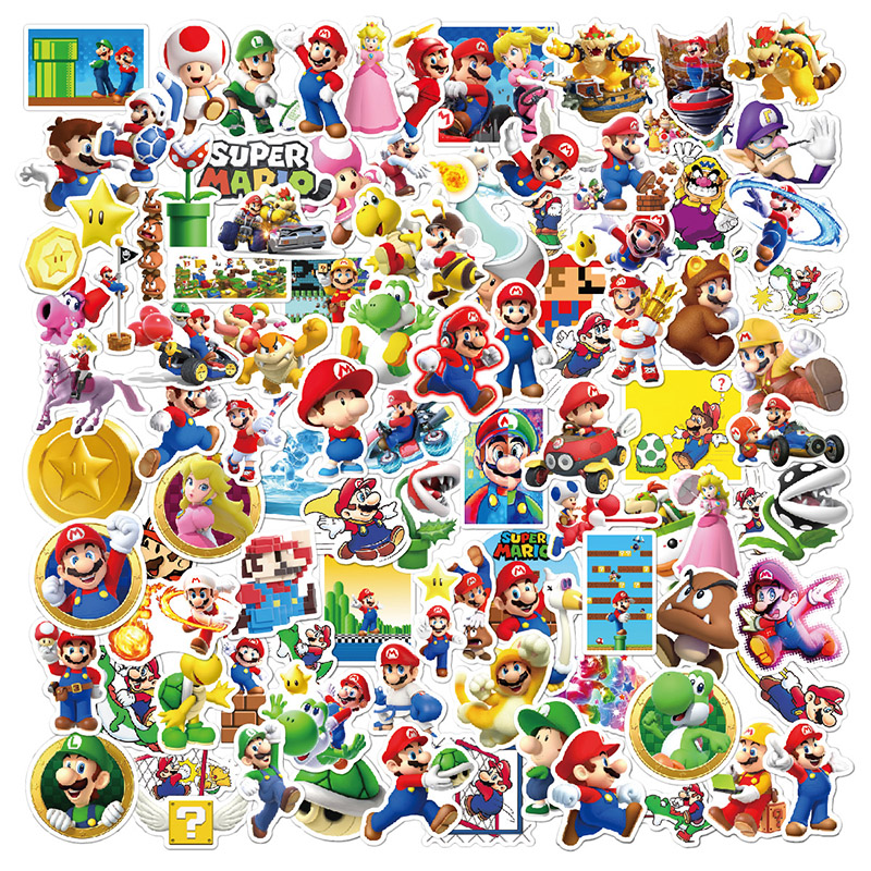 สติ๊กเกอร์ Pvc ลายการ์ตูน Super Mario Video Game กันน้ํา 100 ชิ้น