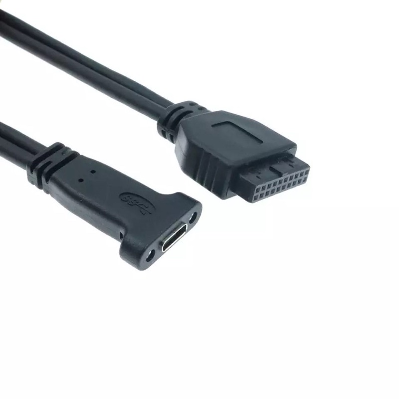 USB3.1 Type-C หญิงไปยัง USB 3.0เมนบอร์ด20-Pin แผงยึดสาย PCI ด้านหลังแผงขยายวงเล็บ0.5เมตรหลัง PC
